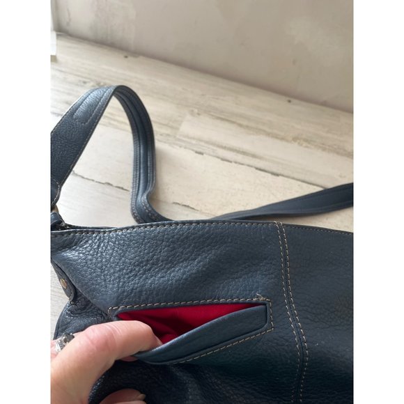 Jones New York woman’s blue genuine leather shoulder bag - Picture 3 of 9